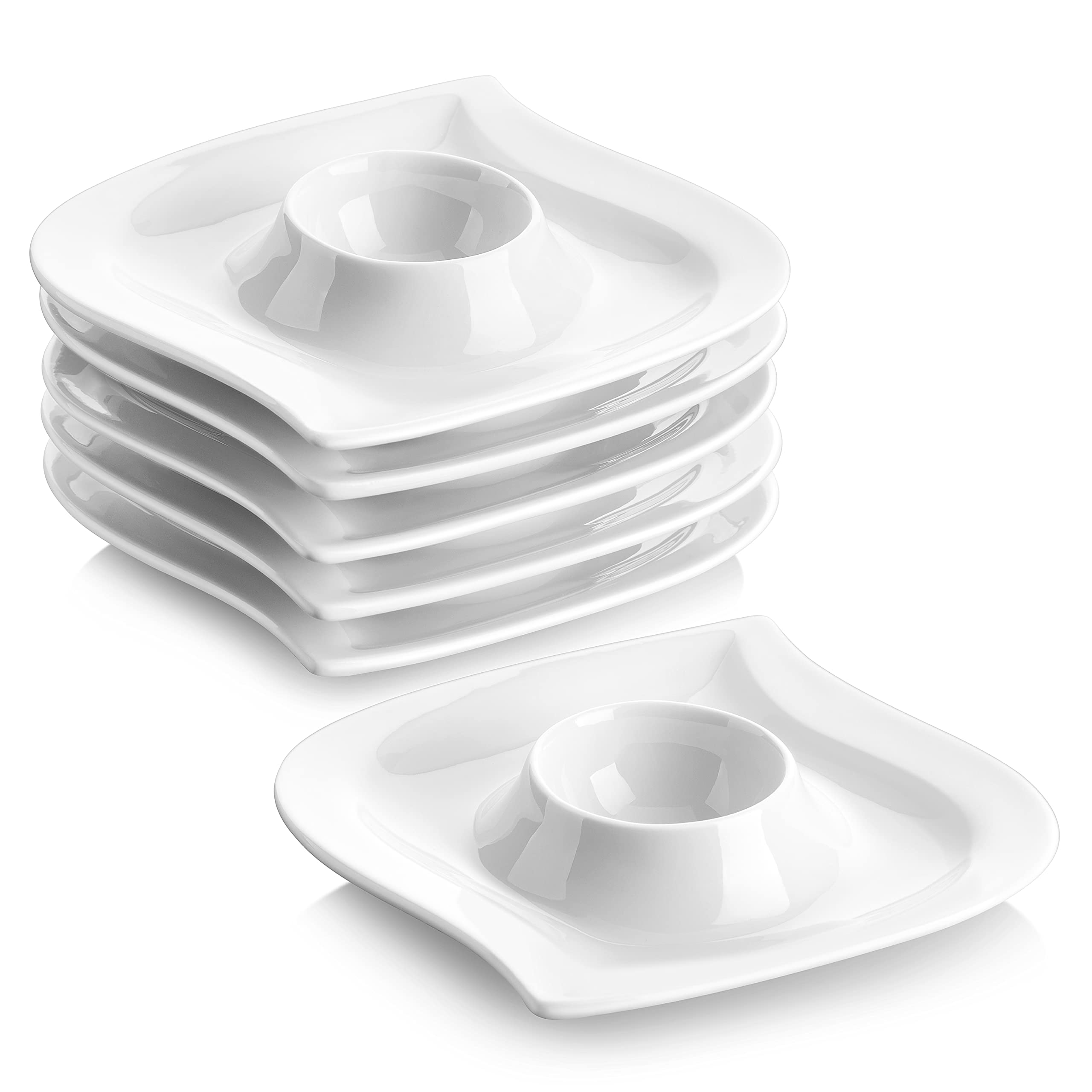 MALACASA, Elvira Series 6 Piece Porcelain Egg Cup Holder White