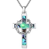 YYmqmq Cross Necklace for Men Women 925 Sterling Silver Crucifix Pendant Necklace Christian Jewelry Mother's Day Gifts Catholic Gifts for Men Women