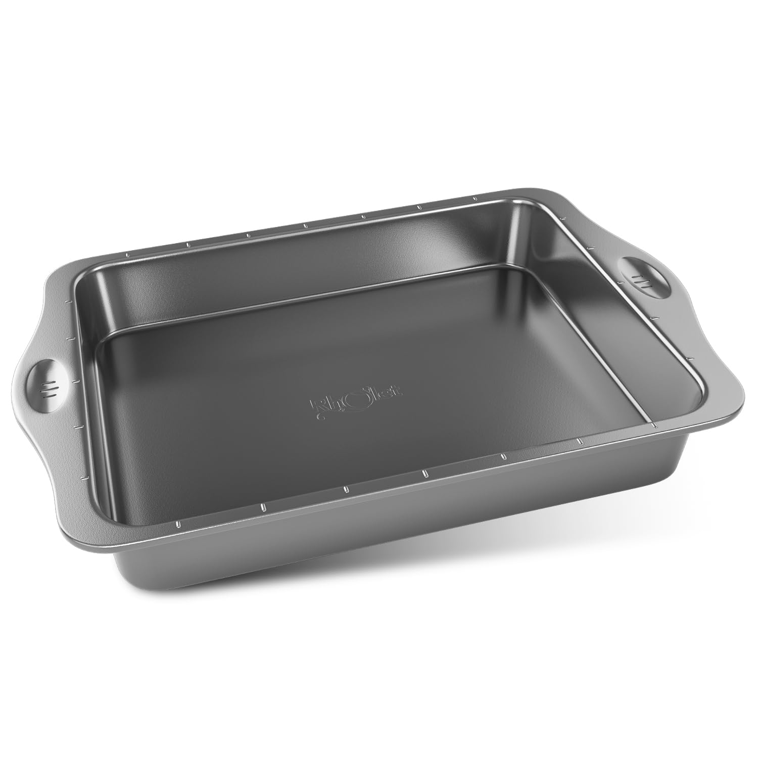 RHOLET Brownie Baking Tin- Roasting Tray-Dual Non Stick-38x26x5 cm, Deep Pan with Cutting Guides, Cake Trays for Baking Tins Large Rectangle Swiss Roll Tin, Easy to Clean Heavy Duty Swift Release