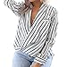 Eliacher Women's Casual Long Sleeve Shirts Striped Chiffon Blouse