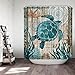 Sea Turtle Shower Curtain for Bathroom with 12 Hooks