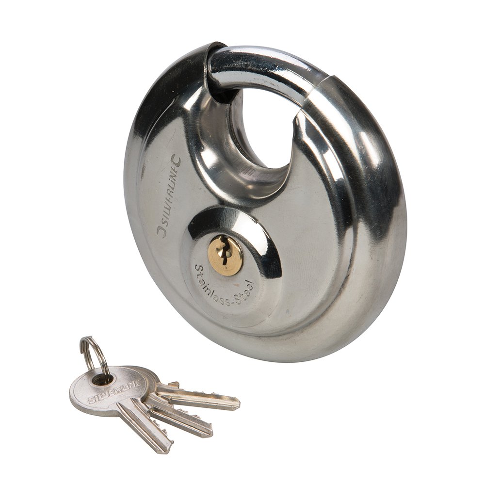 Silverline 436750 Stainless Steel Disc Padlock 90 mm