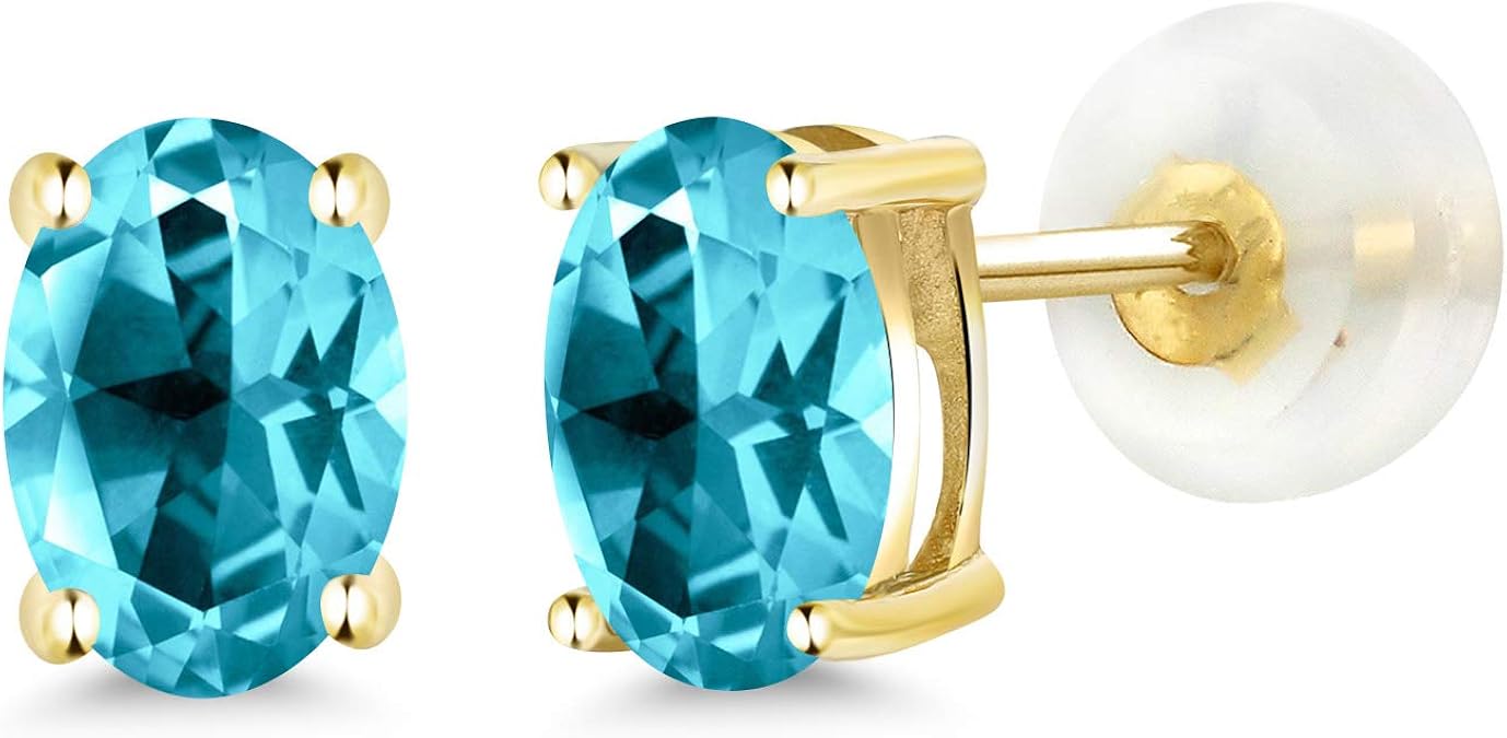 Amazon.com: 14K Yellow Gold Stud Earrings with Comfort Back Set with