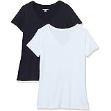 Amazon Essentials Women's Tech Stretch Short-Sleeve V-Neck T-Shirt (Available in Plus Size), Multipacks