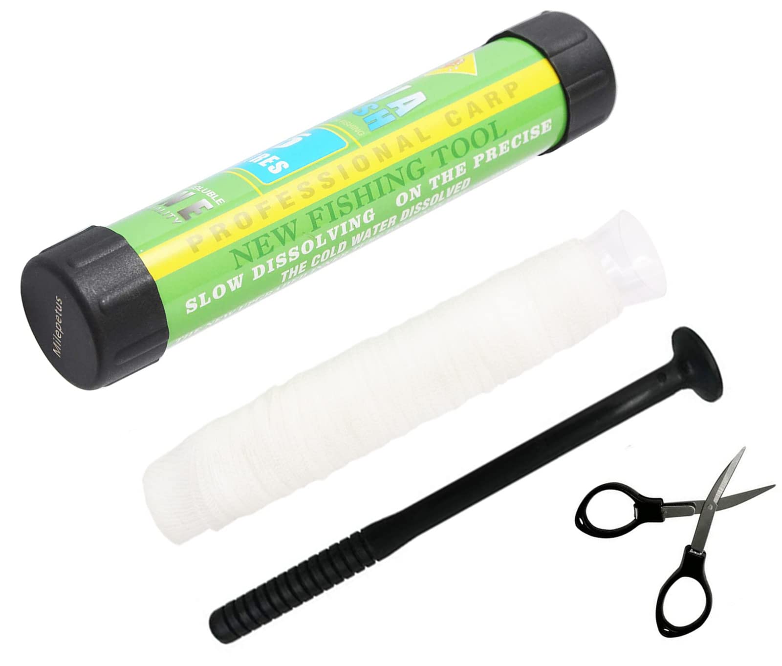 5M PVA Mesh Bait Bags Carp Fishing Mesh Refill Stocking for Boilie Rig w/Funnel and Plunger Carp Fishing Accessory Tools,18/25/37/44mm Available (37mm)