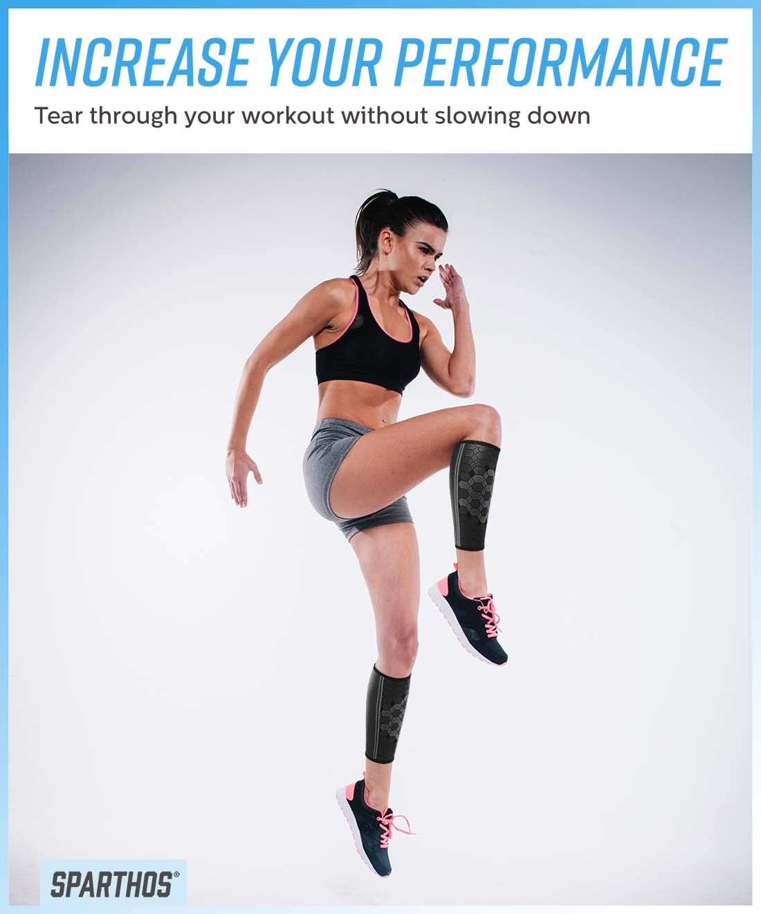 Calf Compression Sleeves by SPARTHOS (Pair) – Leg Compression Socks for Men and Women – Shin Splint Calf Pain Relief Calf Medical Leg Pain and Cramps Recovery Varicose Veins (Black-L): Health & Personal Care