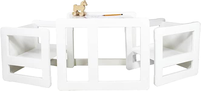 Obique 3 en 1 Muebles para Niños, Juego de 3, Dos Pequeñas Mesas Sillas