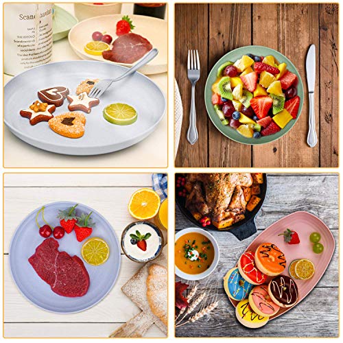 Deefong Wheat Straw Dinnerware set Plates,Lightweight Degradable Dinner