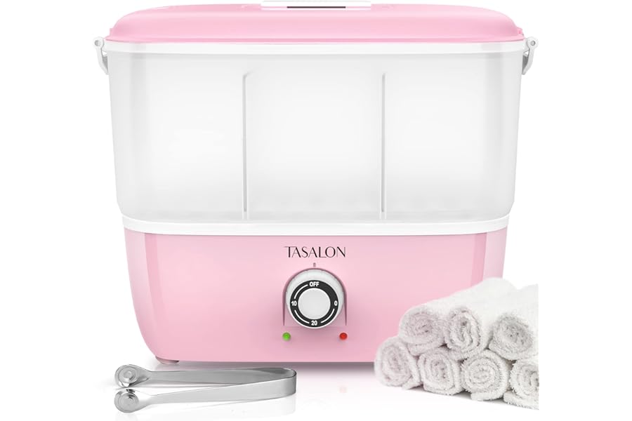 TASALON Hot Towel Steamer for Facials, Hot Towel Warmer Quickly Heats Up in 5 Minutes, Portable Towel Machine Fits 16 Mini Towels, Salon Equipment Towel Warmer for Facials, Spa, Massage, Pink