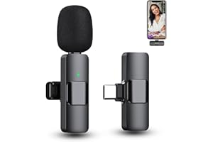 PQRQP Wireless Mini Microphone, Microphone for Android/Laptop, USB C Microphone, Wireless Microphone with Noise Cancellation for Recording, Live Streaming, TikTok