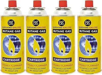 BARGAINS-GALORE 4 Butane Adjustable Gas Bottles Canister Camping Heater Cooker