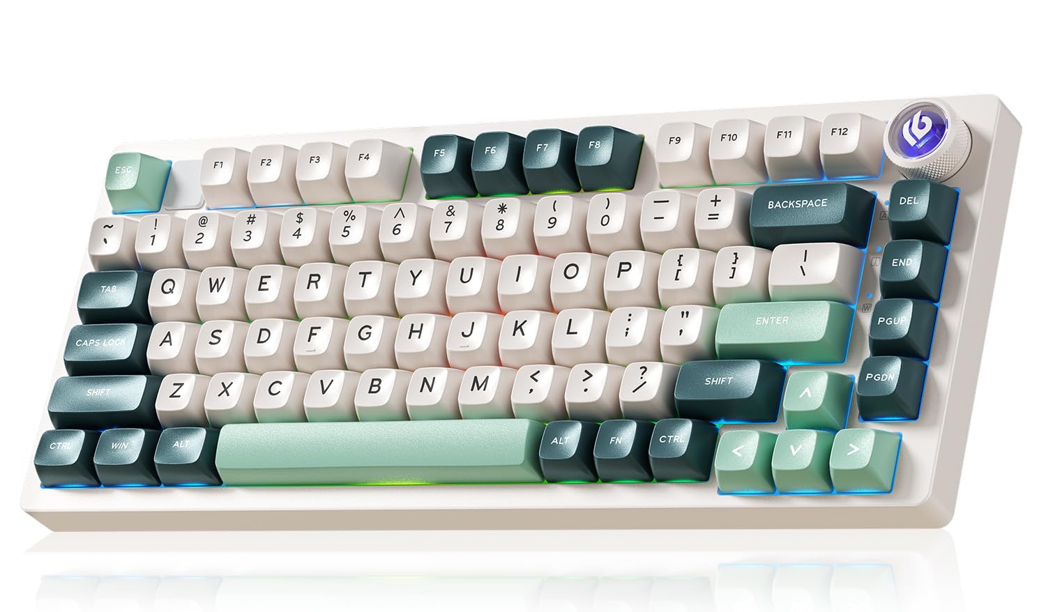Photo 1 of LEOBOG HI75C Pro Gaming Keyboard, RGB Backlit Bluetooth/USB-C/Wireless Mechanical Keyboard, Hot Swappable Creamy Keyboards for PC/MAC/Windows Gamer - Ice Vein Switch, Green