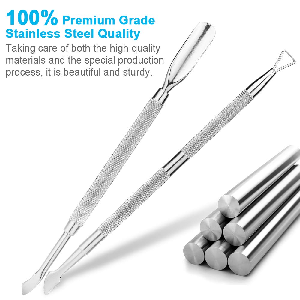 2PCS Cuticle Pusher and Cutter Set, Triangle Cuticle Nail Pusher Peeler Scraper, Professional Grade Stainless Steel Cuticle Remover, Durable Pedicure Manicure Tools for Fingernails Toenails by NANTuYo: Beauty
