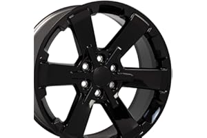 OE WHEELS LLC OE Wheels CV41B 22 Inch Rim Fits Silverado 1500 Rally Style 6x139.7 22x9 Gloss Black - Hollander 5662 (1)