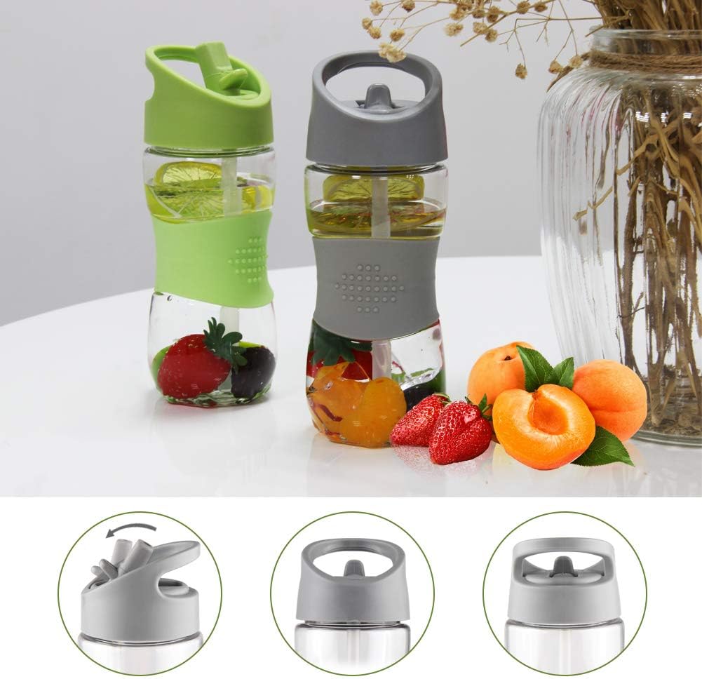 Sivaphe Water Bottle with Handle and Straw, Tritan Drinking Bottle, BPA Free, Cycling Bike Outdoor Hiking(Grey, 350ML) - Image 5