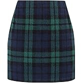 IDEALSANXUN Womens High Waist Plaid Skirt Bodycon Pencil Wool Mini Skirts