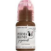 Perma Blend Light Brown Eyebrow Tattoo Ink Pigment, Professional Brow Microblading Supplies, 1/2 oz Bottle