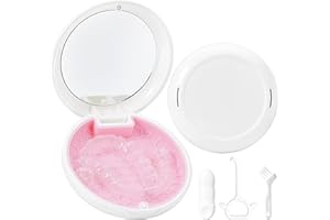 Gaboolo Retainer Case Slim Aligner Case with Vent Holes Removable Inner Tray Silicone for Easy Cleaning (White Pink)