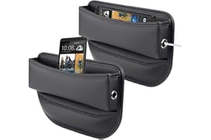 BEENLE [2 Pack] Car Seat Gap Filler Organizer, Multifunctional Car Side Seat Gap Filler Automotive Storage Box for Phones, Glasses, Keys, Cards - Adjustable Leather Gap Filler for Cars (3)