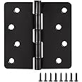 Door Hinges for Interior Doors 3-Pack 4-inch x 4-inch, Design House 1/4-inch Radius Steel Door Hinge Door Hardware, Matte Black, 188946