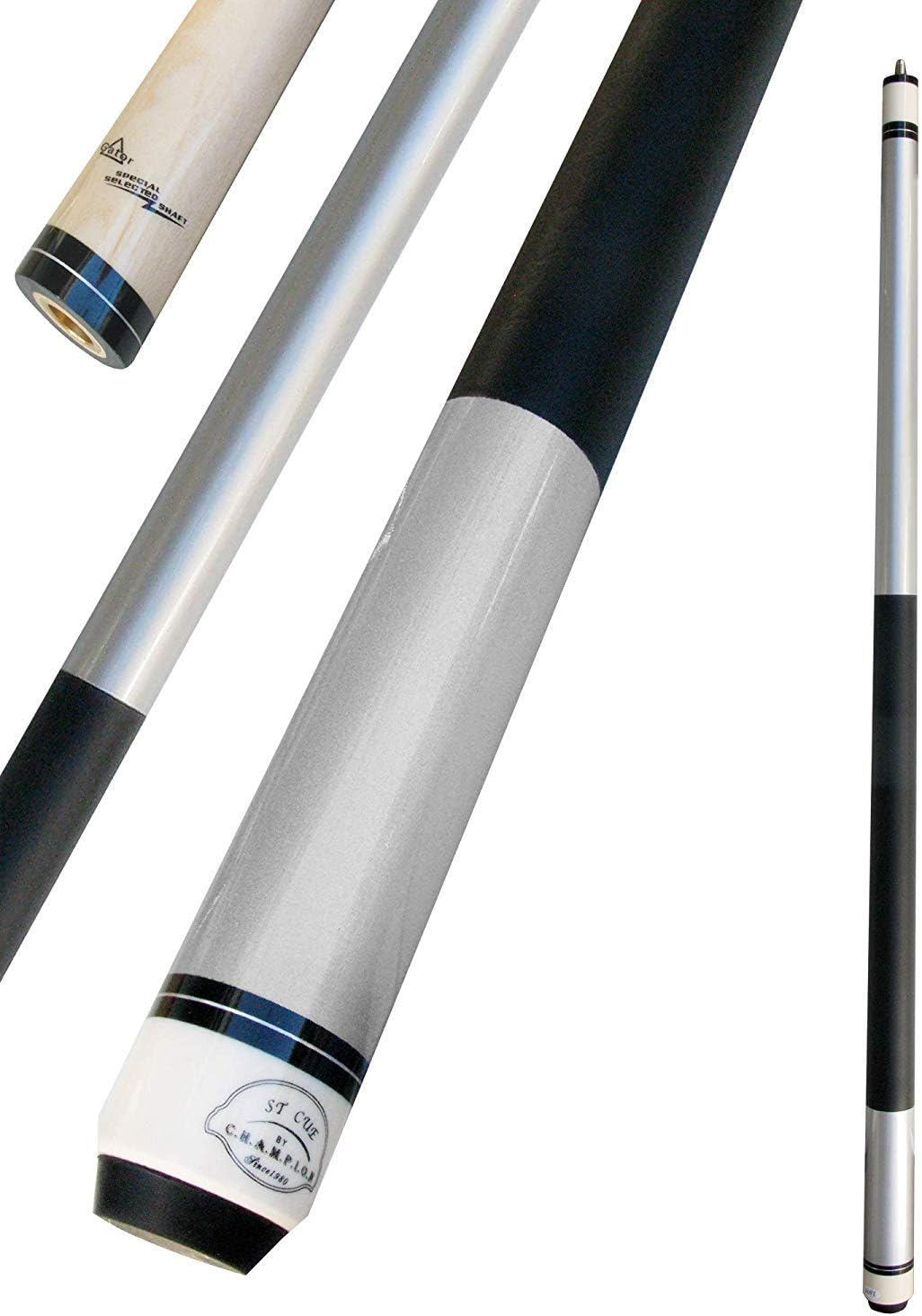 Champion ST5B Silver Billiards Maple Pool Cue Stick, Champion Sport Co Billiards Glove, Retail Price: $75 (12 mm, 18 oz)