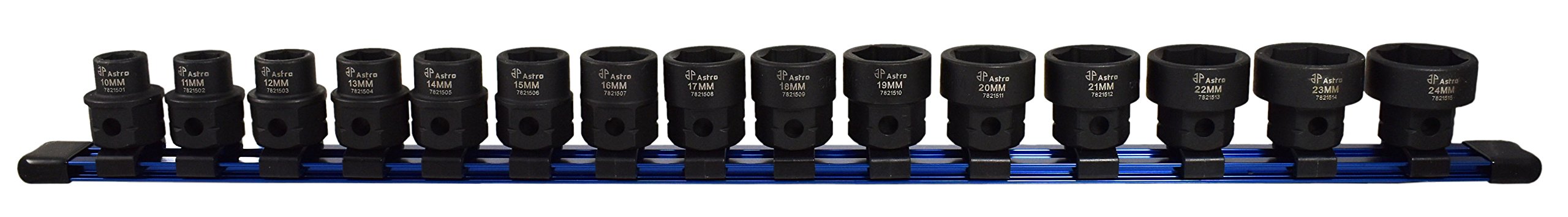 Astro Pneumatic Tool 78215 Metric 1/2" Drive Low Profile Nano Impact Sockets (15 Piece)