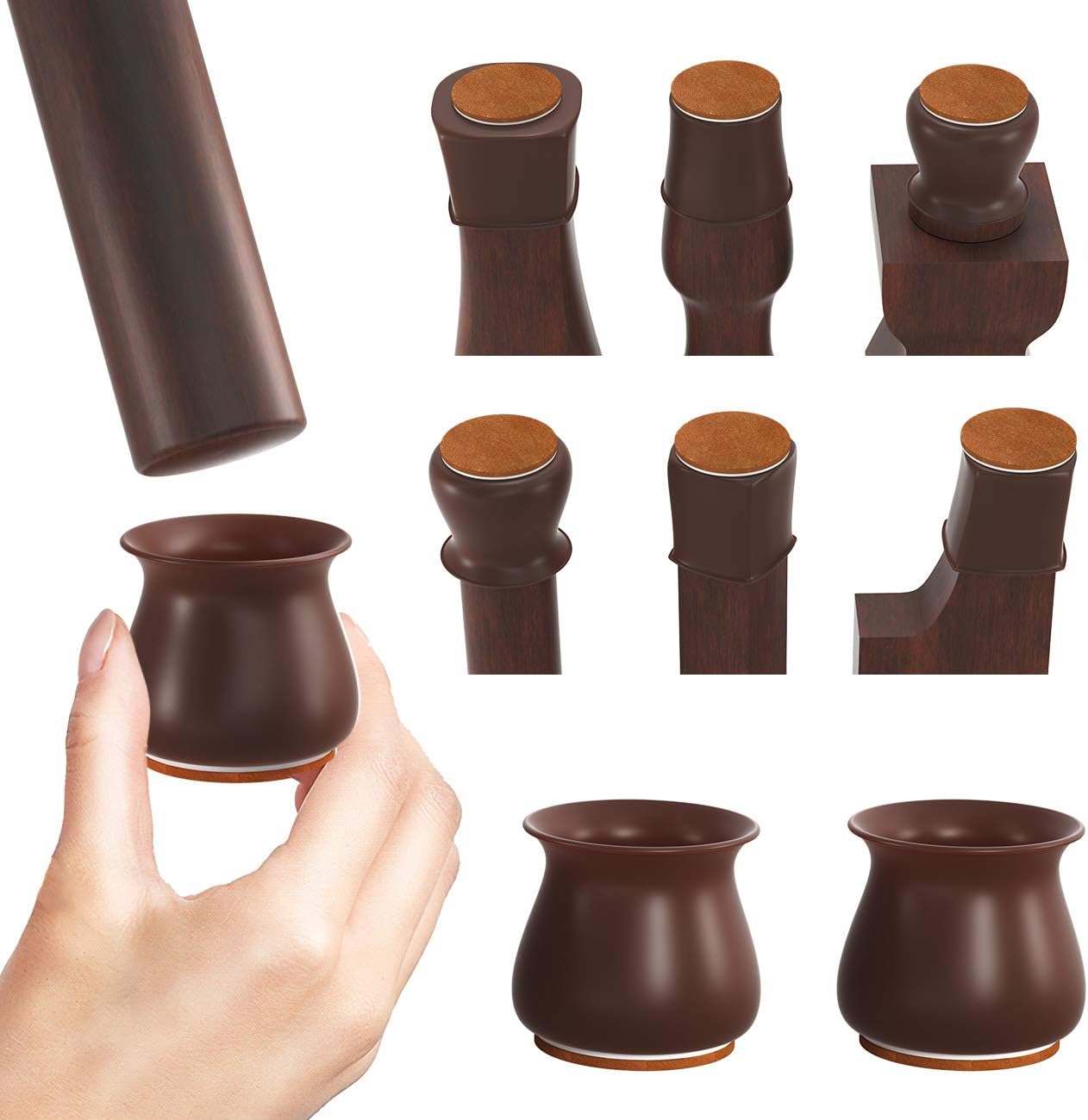 Chair Leg Protectors for Hardwood Floors (32 Pack Walnut Brown
