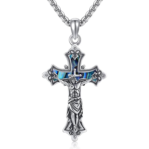 PDTJMTG Orthodox Cross Necklace for Men Sterling Silver Eastern