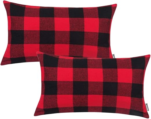 Amazon Com Onway Red And Black Buffalo Plaid Lumbar Pillow Covers