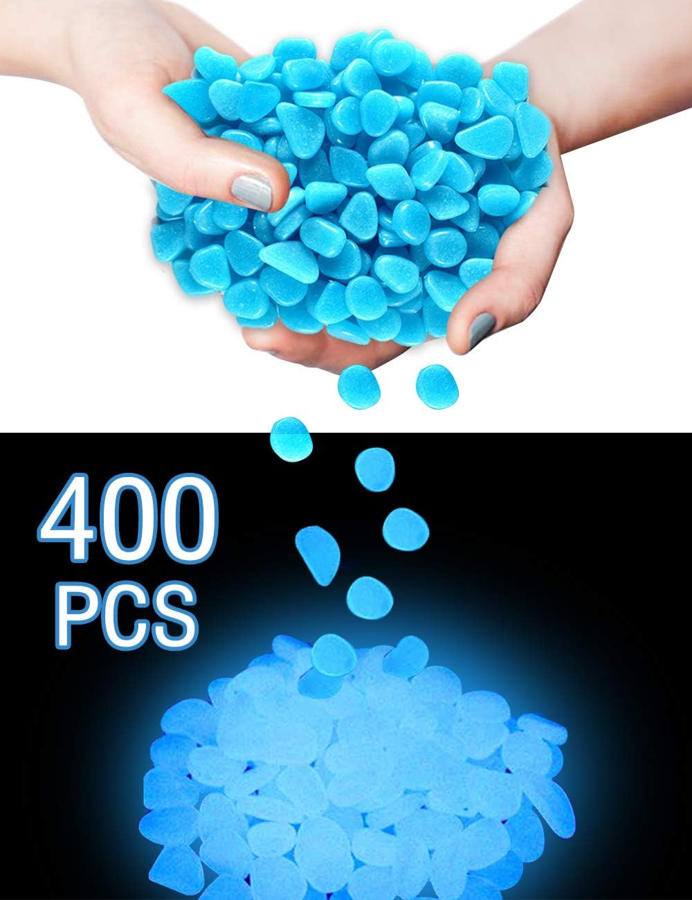 【400 Pcs】 Glow in The Dark Rocks, Glowing Stones Garden Glow in The Dark Pebbles Outdoor Decorative Stones Small Patio Decor Garden Decorations : Garden & Outdoor