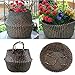 Natural Craft Seagrass Plant Basket for Storage Size (12x12x11 inches) - Style: Black Zigzag, Laundry, Picnic - Plant Pots Cover Indoor Home Decor - Hand Woven Straw Beach Bag with Handles M
