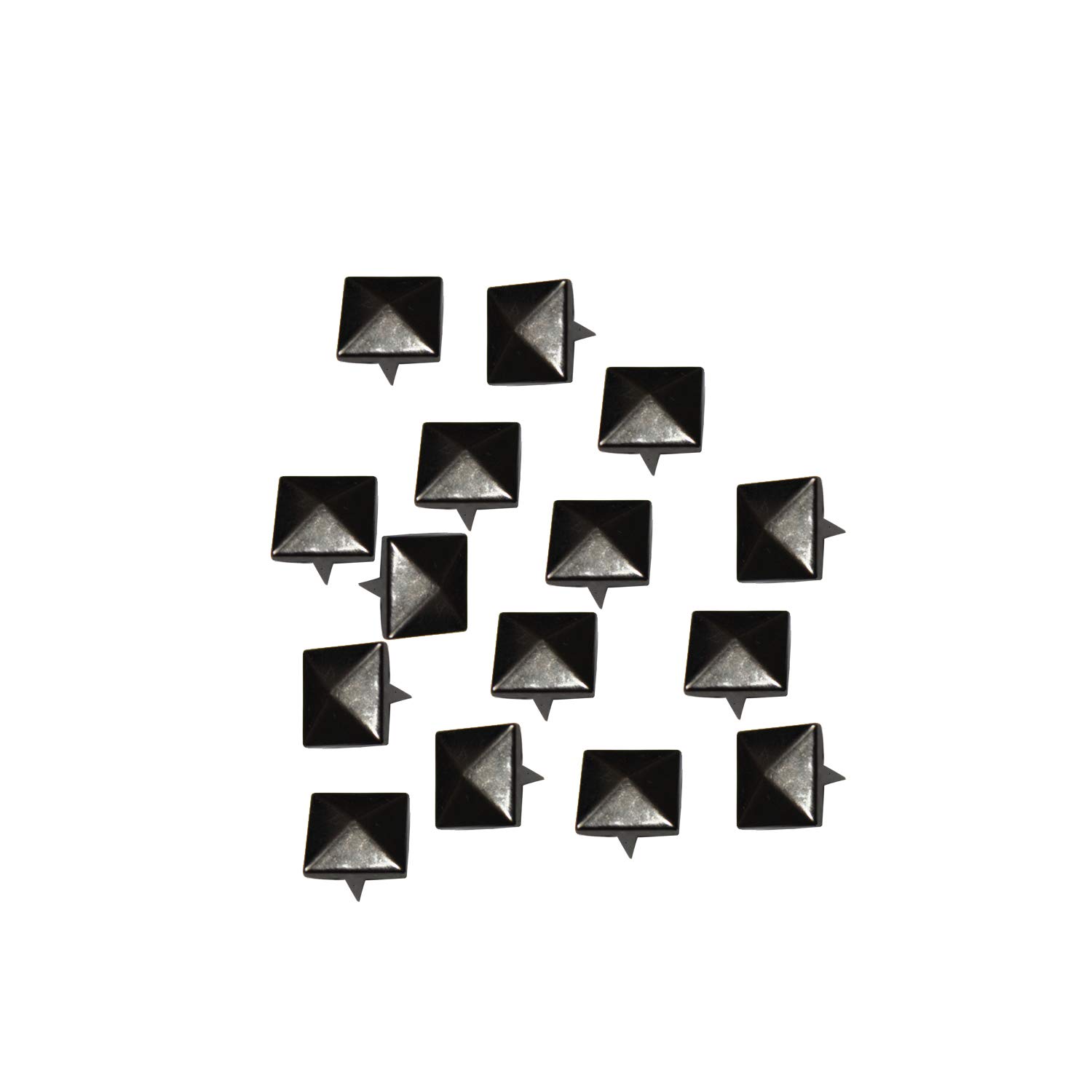 Trimming Shop Pyramid Shaped Nail Head Studs Square Metal Leather Rivets for Leathercraft, DIY Crafts, Clothing, Bags, Purses Embellishment (9mm, Gunmetal Black, 100pcs)
