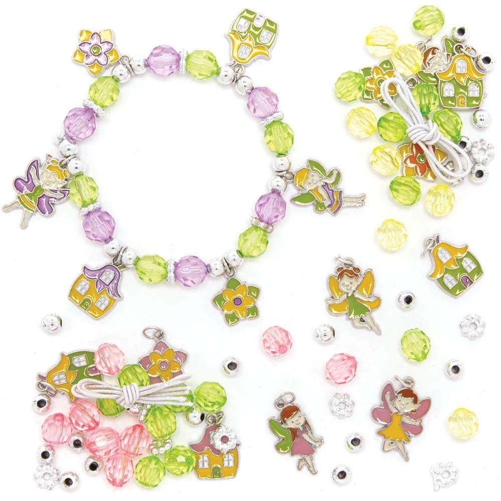 Baker Ross AX908 Fairy Bracelet Kits, Pack of 3, Bead Jewellery Arts and Crafts