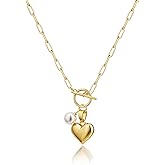 Tewiky Cute Heart Necklace Tiny 14k Gold Heart Pendant Choker Necklaces Small Gold Love Open Heart Chain Necklace for Women Dainty Gold Necklace Gifts for Her