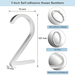 YWONOBS Door Numbers, 5 Inches 3D Self Adhesive