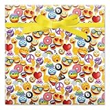 Emoji Jumbo Rolled Birthday Gift Wrap - 67 sq. ft. Heavyweight, Tear-Resistant and peek-Proof wrap, Kids Birthday Wrapping Paper