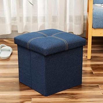 YUEDUDENG Casa Denim Doblado Bancos De Almacenamiento,footsool Otomano