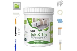Tenee Refinishing Kit, 17.5 Fl Oz, Acrylic, Low Odor, Gloss, White, Indoor, Tub and Tile, Paint for Bathroom and Kitchen Renovation