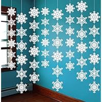 12PCS Snowflake Winter Wonderland Birthday Decorations - Christmas Hanging White Party Decor Supplies