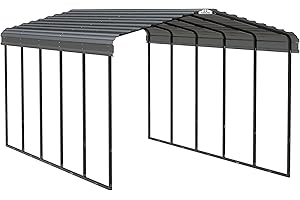 Arrow Carports Galvanized Steel Carport, Full-Size Metal Carport Kit, 12' x 24' x 9', Charcoal