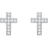 Rnivida 925 Sterling Silver Cross Stud Earrings for Women
