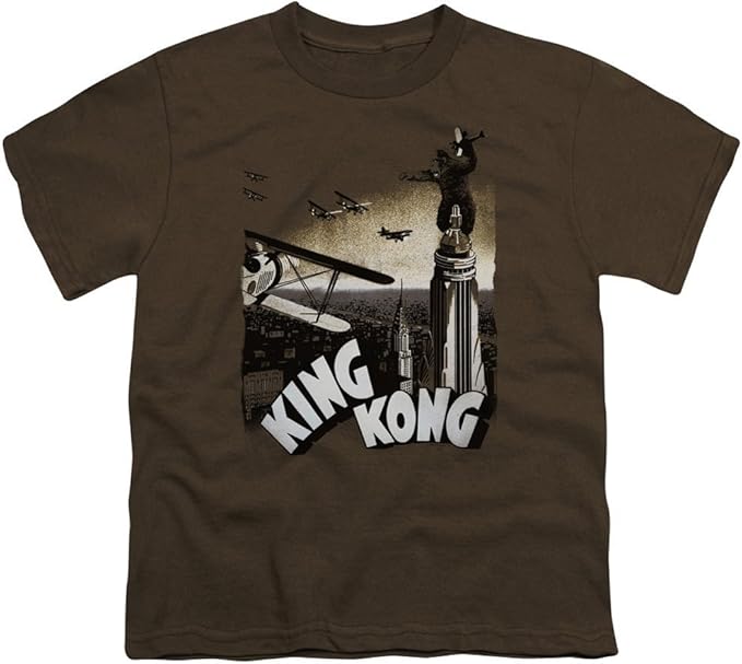 A&E Designs Kids King Kong Final Battle Youth TShirt, Coffee, XL
