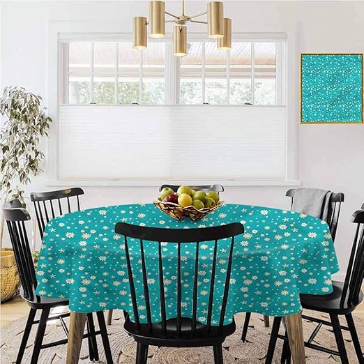 Round Tablecloth,Summer Tablecloth Decoration,Teal,Small