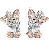 MEIDERBO Yorkie Earrings 925 Sterling Silver Yorkshire Terrier Jewelry Yorkie Studs Dog Earring Gifts for Women Puppy Dog Lovers