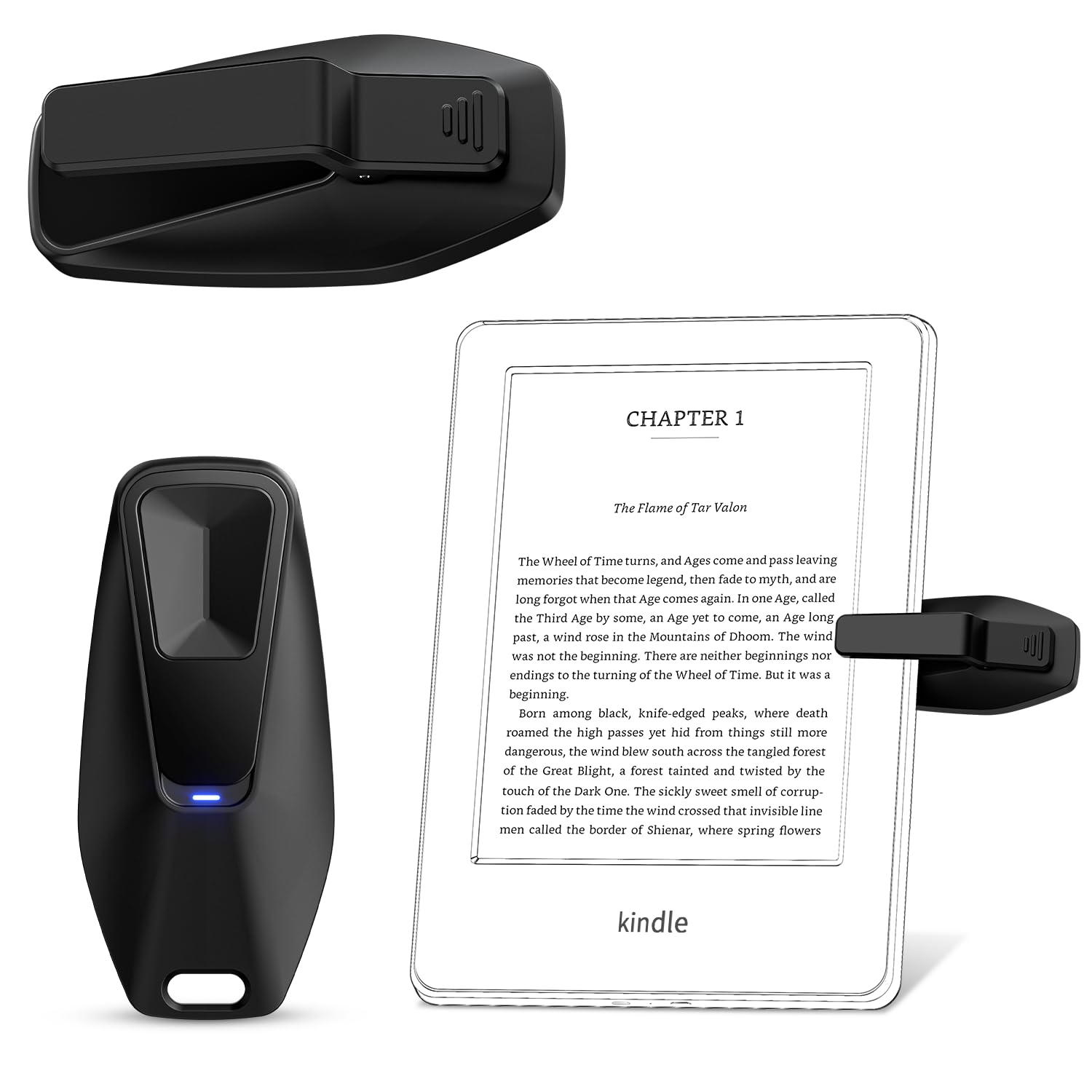 YAWFIER Remote Control Page Turner for Kindle Paperwhite Oasis Kobo eReaders Accessories,Page Turner Clicker for Kindle Android iOS Phones Tablet Reading Novels Comics Taking Photos (ZMatte Black)