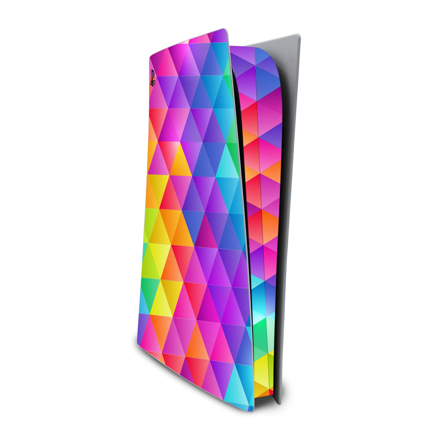 Finest Folia Screen Protector Compatible with PS5 Sticker Case for Games Console Case Sticker Vinyl Film Skin Against Scratches Design Cover RX040 (Disc Edition, No. 22 Triangles Colourful)