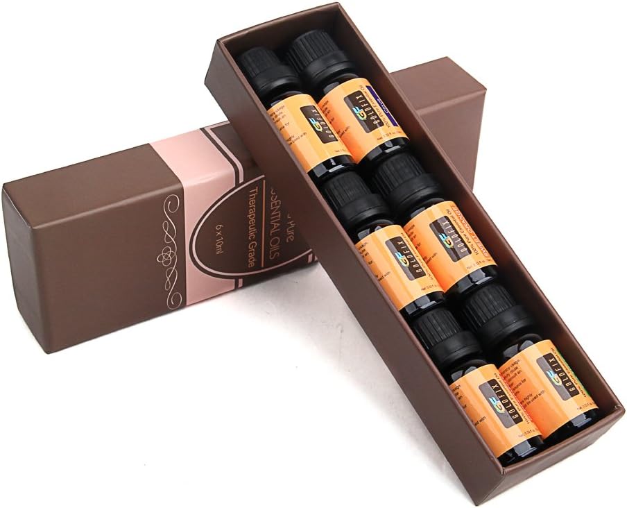 GOLDFIX Aromatherapy Top 6 Essential Oil Premium Gift Set (100% Pure and Natural) - Therapeutic Grade Essential Oils - All of Our Most Popular Scents and Best Essential Oil Blends - Best Choice
