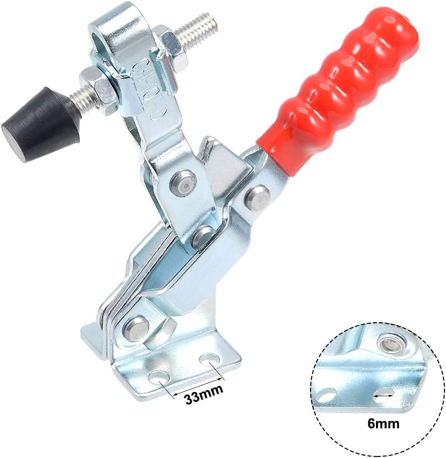 sourcing map Toggle Clamp GH-101-D Vertical Quick-Release Hand Tool 180Kg/396Lbs 2pcs, Red - Image 4
