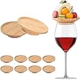 FZMEHL 10 Pcs Wine Glass Charcuterie Topper, 4" Mini Charcuterie Boards, Wine Appetizer Plates for Family Gatherings, Restaurants, Bars