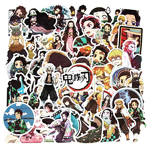 demon slayer kimetsu no yaiba anime stickers 50 pcs laptop stickers for teens waterproof vinyl stickers for water bottles computer skateboard bicycle luggage decal pricepulse